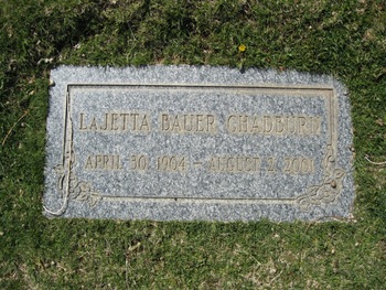 Chadburn, LaJetta Bauer gravesite