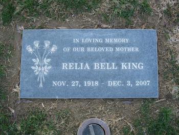King, Relia Bell gravesite