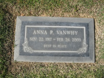 Vanwhy, Anna P. gravesite