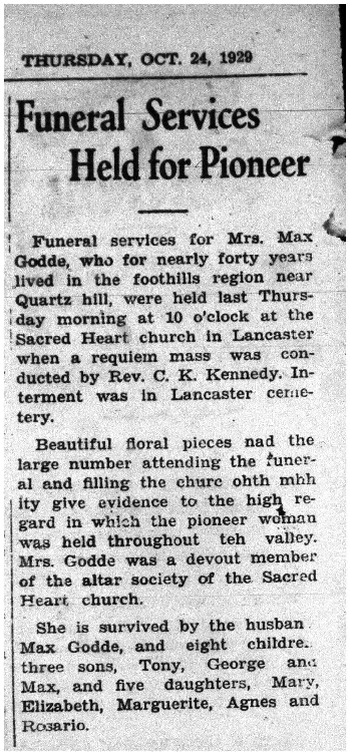Godde,   Elizabeth F. obituary