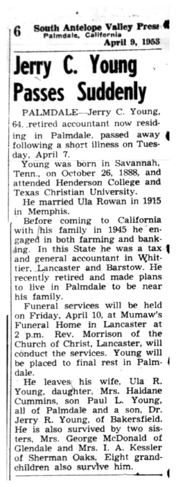 Young,   Jerry Cherry obituary